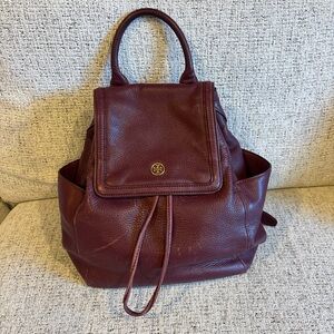 Tory Burch Deep Red Leather Backpack